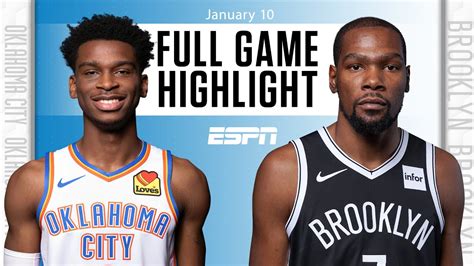 Oklahoma City Thunder vs. Brooklyn Nets [FULL GAME HIGHLIGHTS] | NBA on ESPN - YouTube