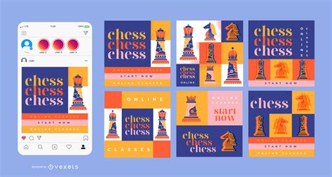 Chess Classes Square Banner Design Pack Vector Download