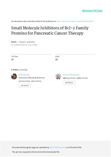 (PDF) Small-molecule inhibitors of Bcl-2 family proteins as therapeutic ...