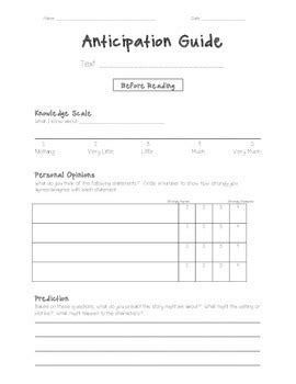 Anticipation Guide Template by Mrs Roche | TPT