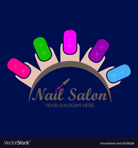 Nail salon logo design and art template Royalty Free Vector