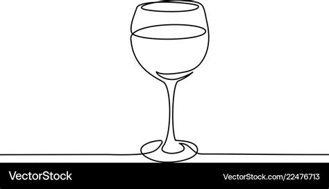 Wine glass continuous one line drawing Royalty Free Vector