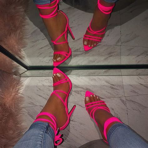 Hot Pink Strappy High Heel Sandals Pointed Toe Sexy Party Shoes|FSJshoes