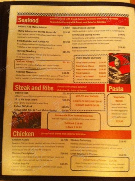 Menu at Route 66 Restaurant, Bar Harbor