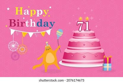 Happy 71 Birthday Greeting Card Vector Stock Vector (Royalty Free ...