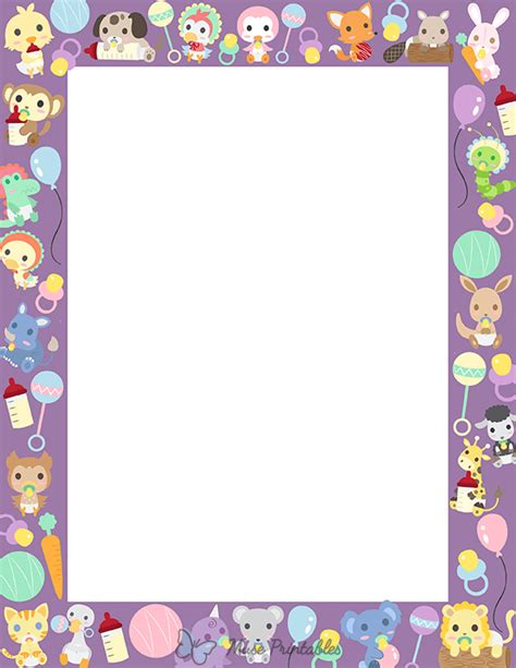 Printable Baby Animal Page Border