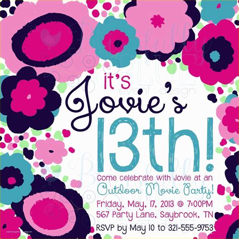 13th Birthday Invitation Templates Free Of Printable Birthday Cards for Teenage Girls ...