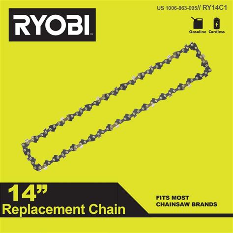 RYOBI 14 Replacement Full Complement Standard Chainsaw Chain, 52 Links (Single-Pack) RY14C1 The ...