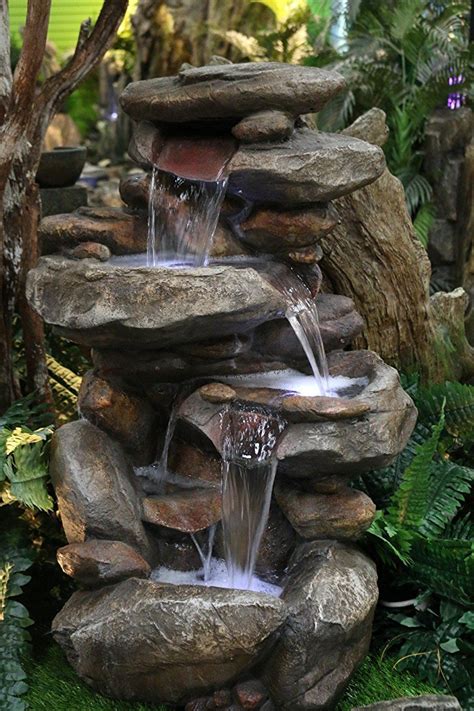 Alpine WIN316 Rock Waterfall Fountain with LED Light in 2020 | Diy garden fountains, Outdoor ...