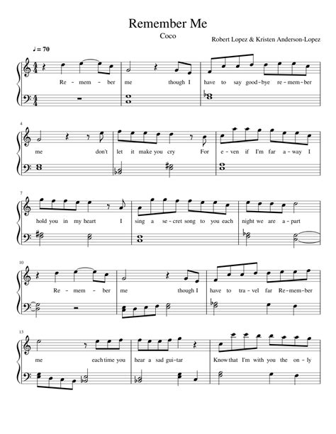 Remember Me (for beginners) sheet music for Piano download free in PDF or MIDI