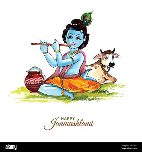 Shree krishna janmashtami festival card background Stock Vector Image & Art - Alamy