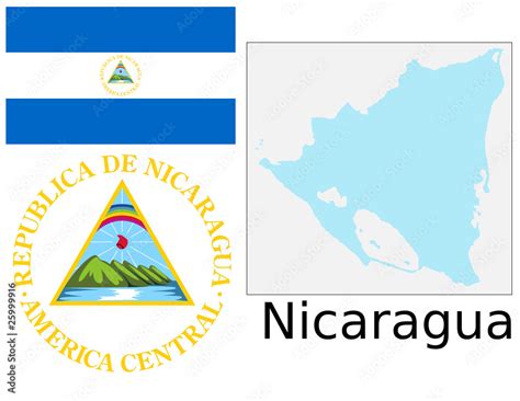 Nicaragua flag national emblem map Stock Vector | Adobe Stock