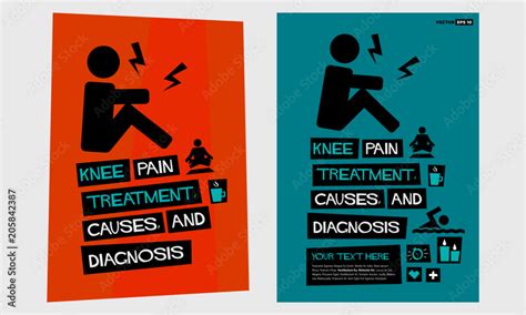 Knee Pain Treatment, Causes And Diagnosis Retro Style Poster Template Stock Vector | Adobe Stock