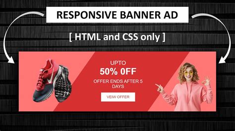 Create A Responsive Banner Ad Design Using HTML And CSS Only - YouTube