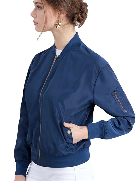 Made by Johnny - Women's Classic Lightweight Jacket Multi Pocket Windbreaker Bomber Jacket 3X ...