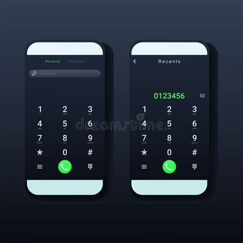 Smartphone Dial Phone Ui Set. Phone Pad, Call Screen with Keypad Dial Buttons. Mockup Incoming ...