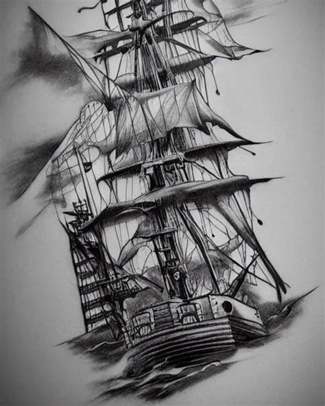 Pirate Ship Tattoo Drawing