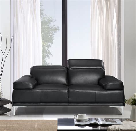 Contemporary Black Leather Living Room Sofa Set Minneapolis Minnesota J&M-Furniture-Nicolo