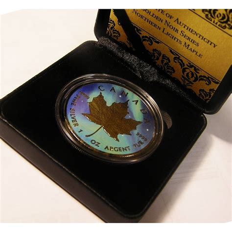 Silver Maple Leaf Coin Ruthenium plated, Colorized Northern Lights Buy ...