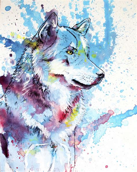 Wild Wolf Original Canvas Painting Wolf on Canvas Colorful | Etsy | Animal paintings, Wolf ...