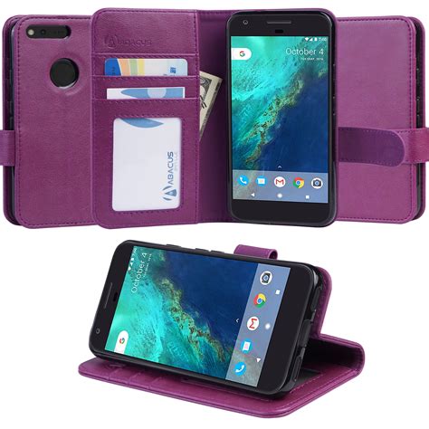 Abacus24-7 Google Pixel Case, Wallet with RFID Blocking Leather Flip Cover, Purple - Walmart.com