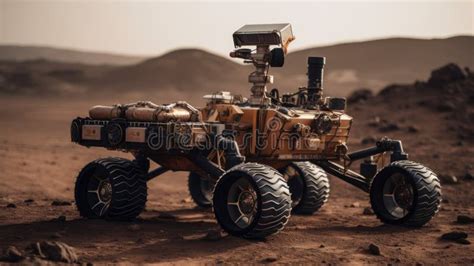 Futuristic Mars Rover Exploring the Surface of the Planet Mars Stock ...