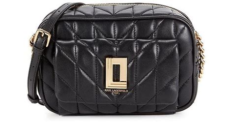 Karl Lagerfeld Lafayette Leather Quilted Shoulder Bag in Black | Lyst