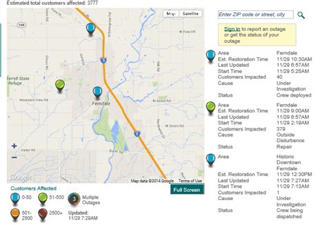 pse outage map 11-29-14-730am | Whatcom News