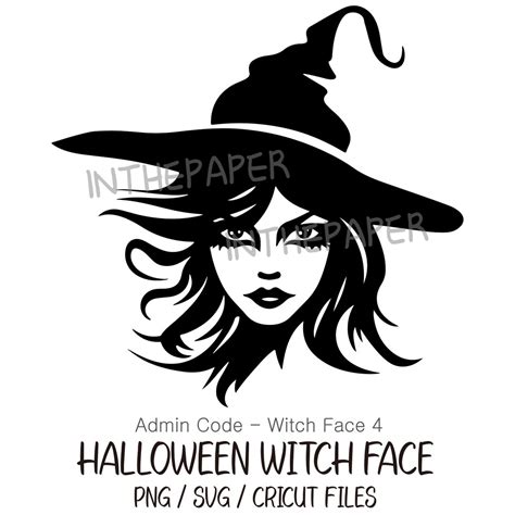 Halloween Witch Face SVG PNG Black Silhouette Line Art - Etsy