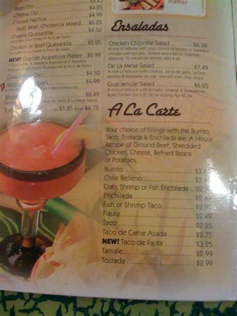 La Mesa Mexican Restaurant Menu - Urbanspoon/Zomato