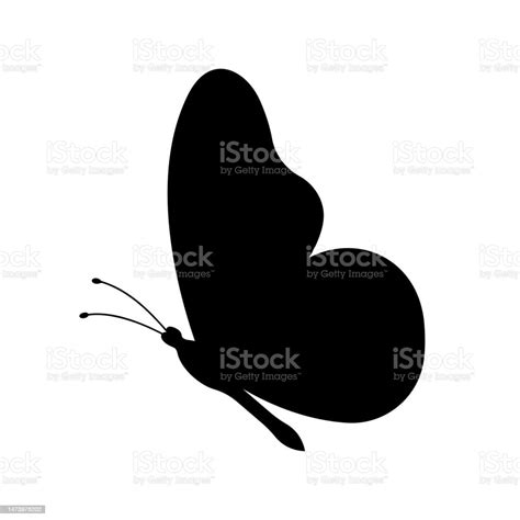 Butterfly Black Silhouette Side View Decorative Design Element Vector ...