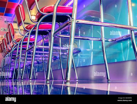 Bar stools in American diner Stock Photo - Alamy