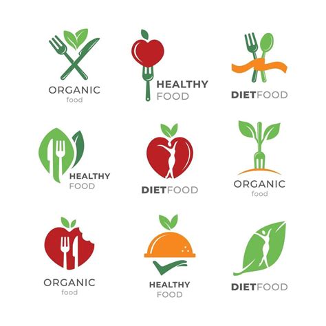 Healthy Food Simple Logo Set 2258147 Vector Art at Vecteezy