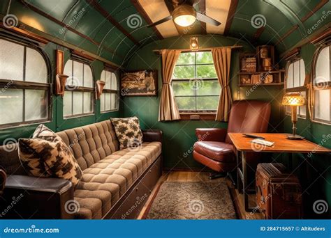 Interior Shot of Restored Vintage Airplane Cabin Stock Image - Image of generative, comfort ...