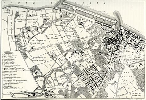 Engraving from 'Old & New Edinburgh' - Map of Leith, 1804