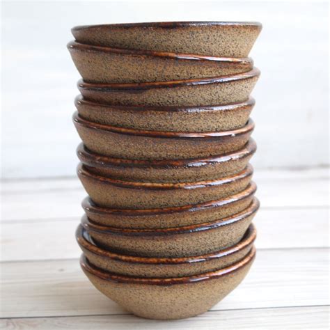 Andover Pottery — Rustic Raw Stoneware Prep Bowl in Brown Speckled Glaze Handcrafted in USA