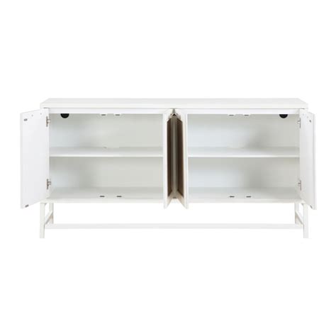 Latitude Run® Hawthorne White & Rattan Farmhouse Four Door Credenza | Wayfair