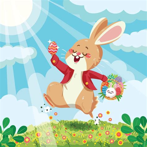 Happy Bunny in Easter Egg Hunt Concept 1953460 Vector Art at Vecteezy