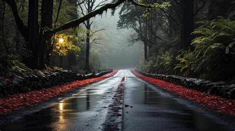 Premium Photo | Autumn forest with red leaves