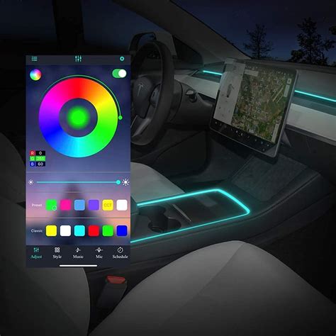 Buy 2022 2021 Tesla Model Y Model 3 Neon Light Tubes RGB Interior LED Strip Lights with App ...