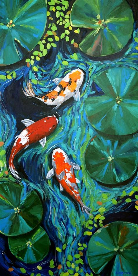 Koi Pond Wall Art Print, Abstract Painting Print in 2021 | Abstract painting print, Koi art ...