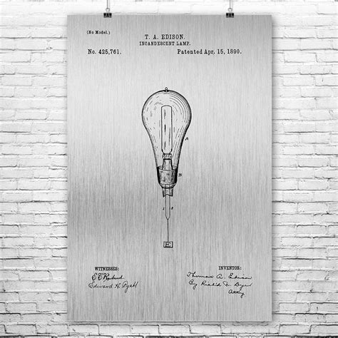 Thomas Edison Light Bulb Poster Print Science Teacher Gift - Etsy