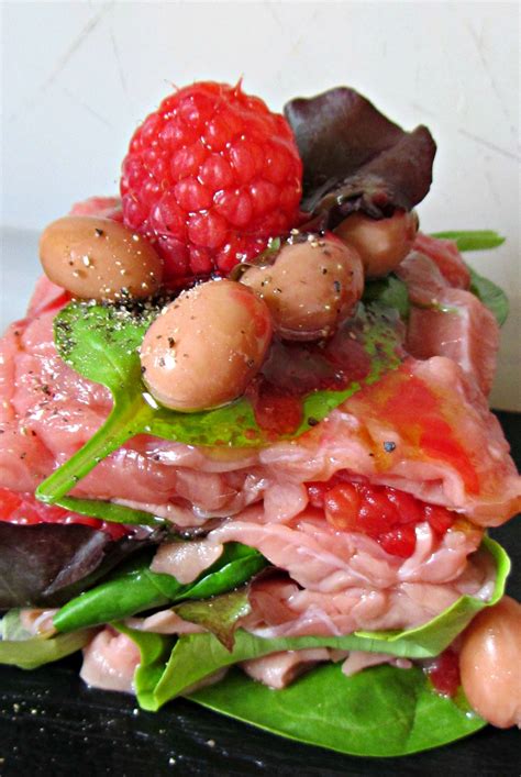 Carpaccio salad with fresh raspberries and baked beans | Baked beans ...