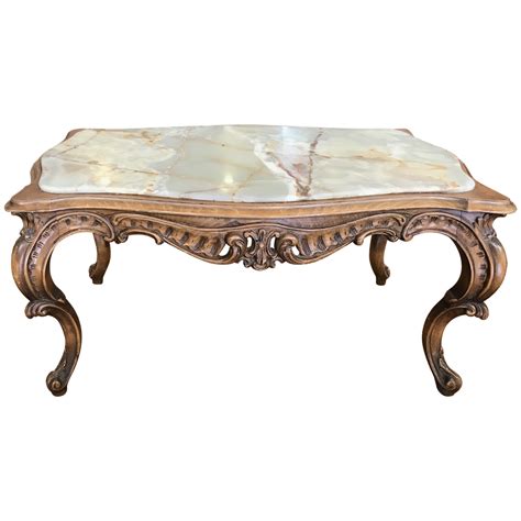 ANTIQUE Italian Rococo Style Walnut And Onyx Coffee Table | Coffee table, Decor, Rococo style