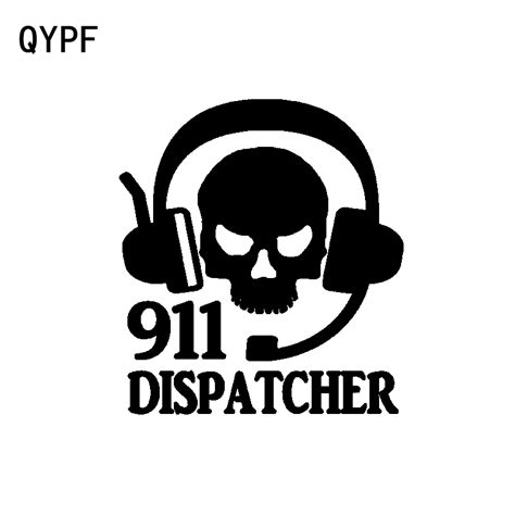 QYPF 12.3CM*13.8CM Personality 911 Dispatcher Skull Headset Vinyl Car ...