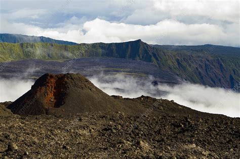 Spatter cone in a caldera, La Reunion - Stock Image - C051/7979 - Science Photo Library