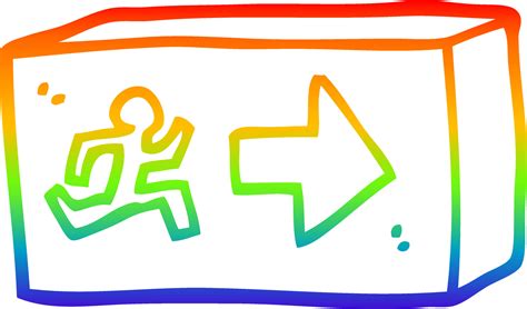 rainbow gradient line drawing cartoon exit sign 12019240 Vector Art at ...