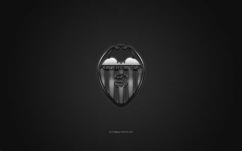 Download wallpapers Valencia CF, Spanish football club, La Liga, silver logo, gray carbon fiber ...