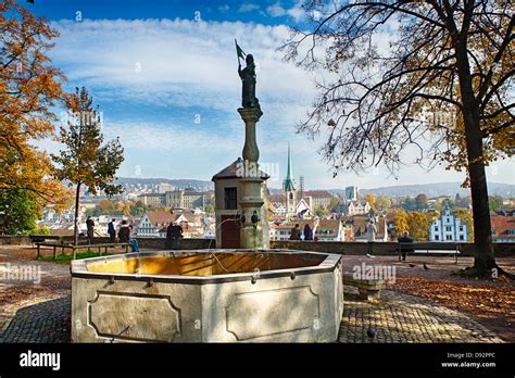 Historic Drinking Fountain in the Lindenhof Hill Park, Zurich Stock Photo: 57224788 - Alamy