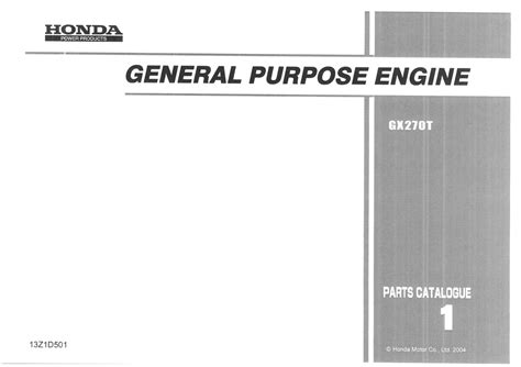 Honda General Purpose Engine GX270T Parts Manual